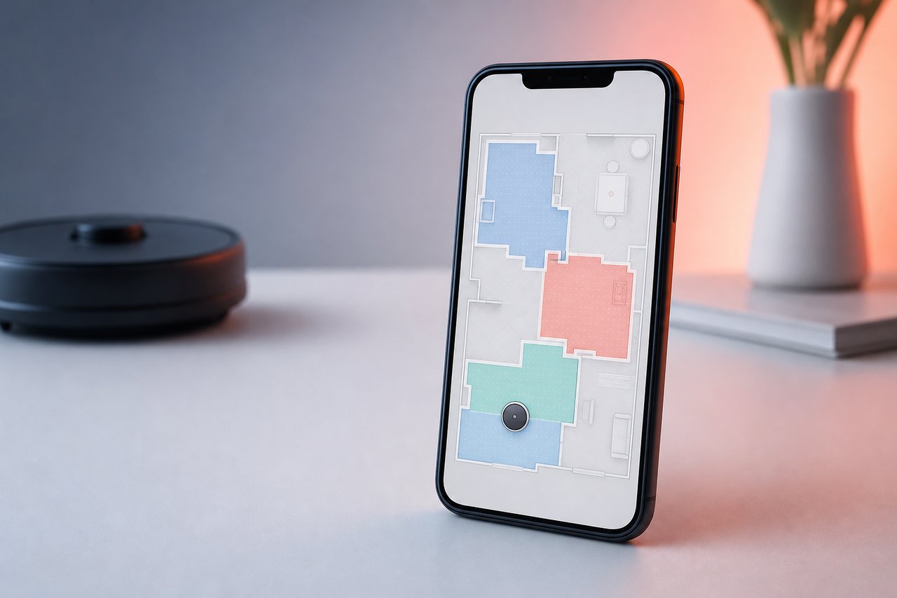 Mapa de una vivienda generado por un robot aspirador en una app