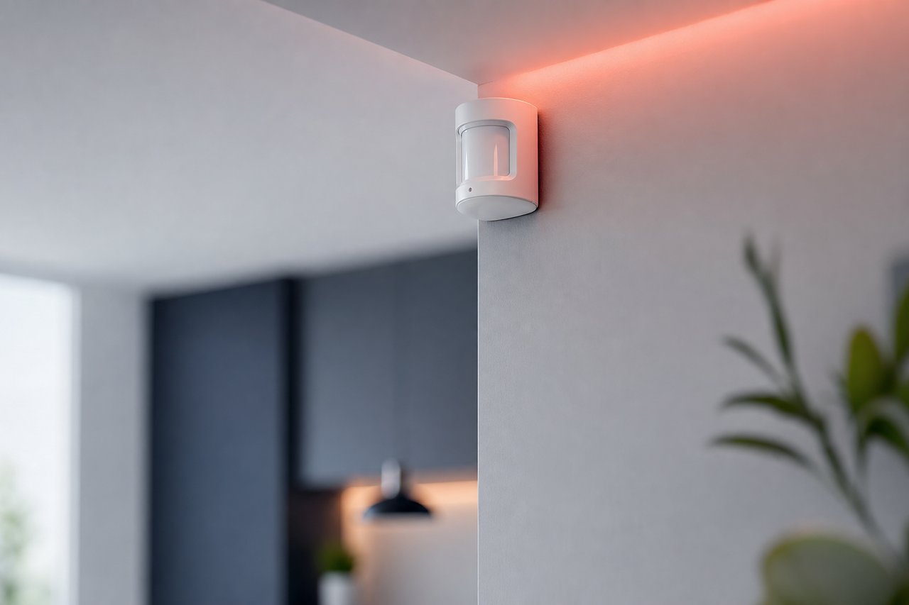 Sensor de movimiento Xiaomi colocado en una esquina